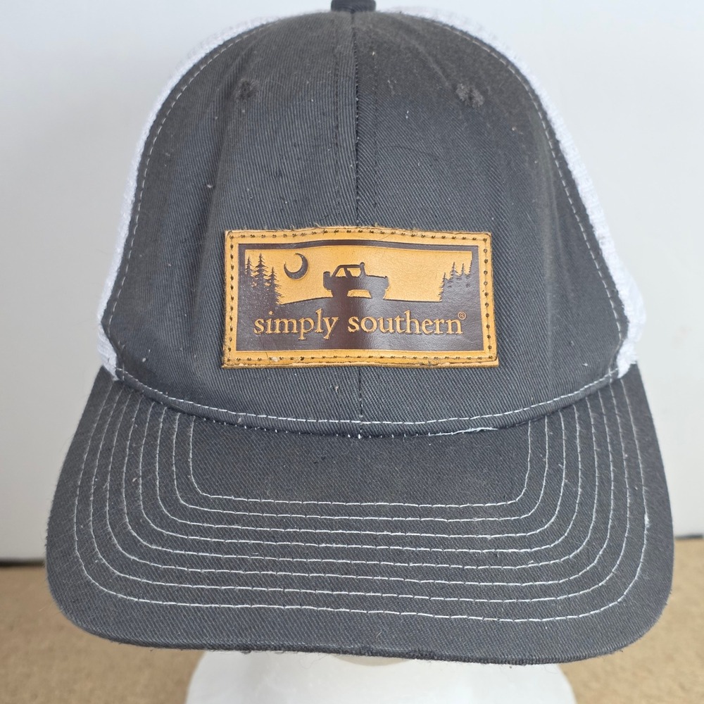 Simply Southern‎ Trucker Hat Charcoal Grey White Mesh Snapback preppy Patch Logo